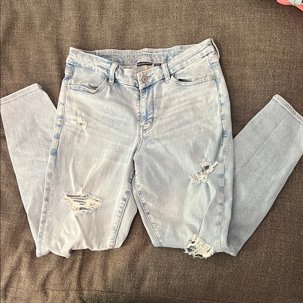 American Eagle Outfitters Light Blue Distressed Boyfriend Jeans